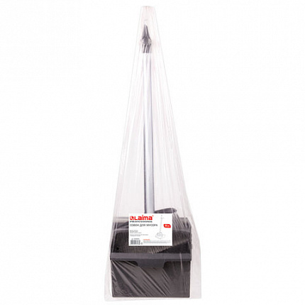 Совок для мусора КОМПЛЕКТ щетка + 2 рукоятки по 80 см, БОЛЬШОЙ улица / офис / дом, серый LAIMA PROFESSIONAL, 606663