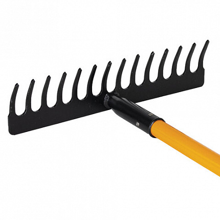 Грабли 14 зубьев стальные 35х10 см, ОБЩАЯ ДЛИНА 150 см, черенок стекловолокно, RABBITEX (РАББИТЕКС) "FIBERGLASS", 700494
