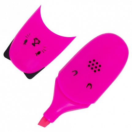 Текстовыделитель мини BRAUBERG KIDS "CUTE CATS NEON", АССОРТИ В ПЛАСТИКОВОЙ БАНКЕ, 1-5 мм, 152433