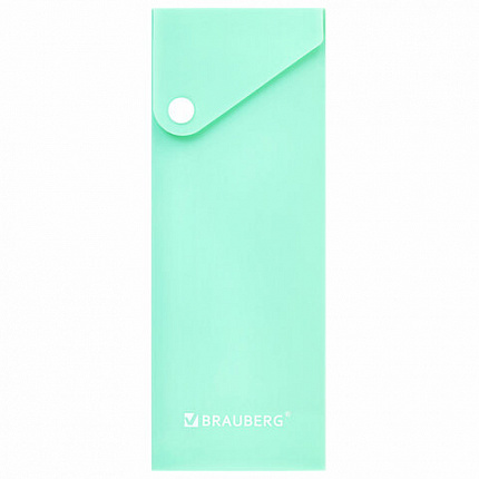 Пенал пластиковый BRAUBERG, 1 отделение, на кнопке, 20x7 см, ассорти, "Pastel", 273770