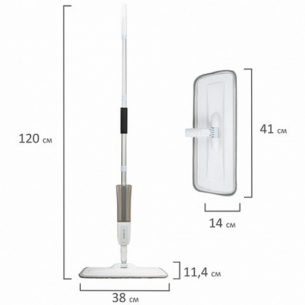 Швабра с распылителем UltraSpray Z, 2 насадки из микрофибры с плоским ворсом, скребок, LAIMA, 609145