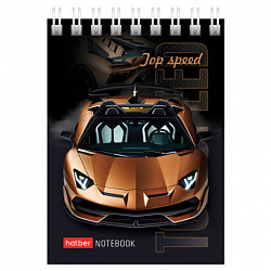 Блокнот МАЛЫЙ ФОРМАТ А7, 60 л., гребень, картон, клетка, HATBER, "АвтоШоу", 066626, 60Б7В1гр