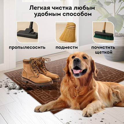 Коврик придверный 60х90 см, ВЕНГЕ, грязезащитный, 430 г/м2, фактурный рисунок ЧЕШУЙКИ, ЛЮБАША, 701062