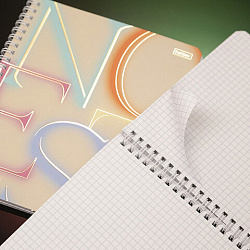 Тетрадь А5 96 л. HATBER гребень, клетка, матовая ламинация, 3D-фольга, "Notes" (микс в спайке), 090317, Тетрадь 96л Not