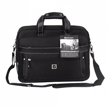 Сумка-портфель BRAUBERG с отделением для ноутбука 15-16", "Carbon", 2 отделения, графит, 41х31х13 см, 240509