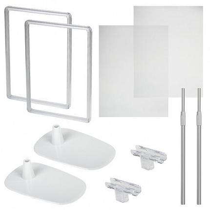 Стойка-инфодержатель напольная КОМПЛЕКТ 2 шт., А4 (высота трубки до 55 см) ПРОЗРАЧНАЯ, 202356