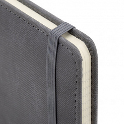 Блокнот А5 148x218 мм BRAUBERG "Optimal", под кожу, 80 листов, резинка, держатель для ручки, клетка, серый, 118638