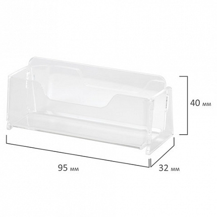 Подставка для визиток настольная BRAUBERG, 95х40 мм, 1 карман глубиной 32 мм, 290420