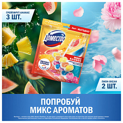 Блок туалетный подвесной твердый 2х50 г + 3х50 г, ДОМЕСТОС "Свежесть цитруса и цветочный букет"