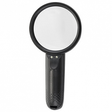 Лупа просмотровая BRAUBERG, С ПОДСВЕТКОЙ, диаметр 75 мм, увеличение 3, корпус черный, 454130