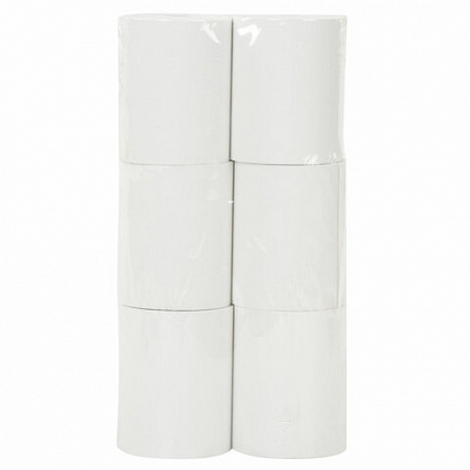 Чековая лента ТЕРМОБУМАГА 80 мм (диаметр 62 мм, длина 60 м, втулка 12 мм) КОМПЛЕКТ 6 шт., BRAUBERG, 112355, 52375