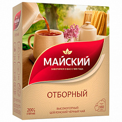Чай МАЙСКИЙ "Отборный" черный, 100 пакетиков по 2 г, 102224