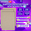 Картон переплетный, толщина 1,5 мм, А4 (210х297 мм), КОМПЛЕКТ 20 шт., BRAUBERG ART, 115340