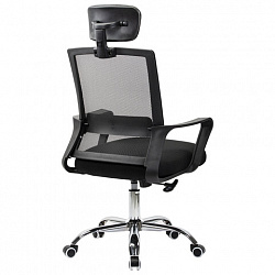 Кресло CROMEX (КРОМЕКС) "Debut CH-697", ХРОМ, с подлокотниками, механизм качания, сетка/ткань TW, черное, 533068