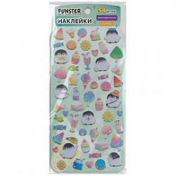 Наклейки гелевые "Вкусный микс", 17,5х9 см, ассорти 6 видов, FUNSTER (ФАНСТЕР), 666082