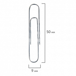 Скрепки большие 50 мм, BRAUBERG, оцинкованные, гофрированные, 50 шт., в картонной коробке, 270446