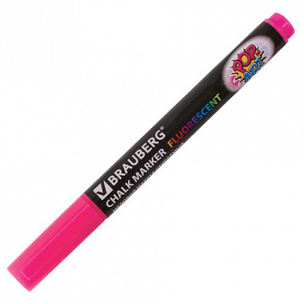 Маркер меловой "POP-ART" РОЗОВЫЙ, 3,5 мм, стираемый, для гладких поверхностей, BRAUBERG, 151522