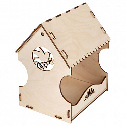 Конструктор, кормушка для птиц, сборная модель "Рябинка", 20х17х13 см, фанера, BAMBOX (БАМБОКС), 666180