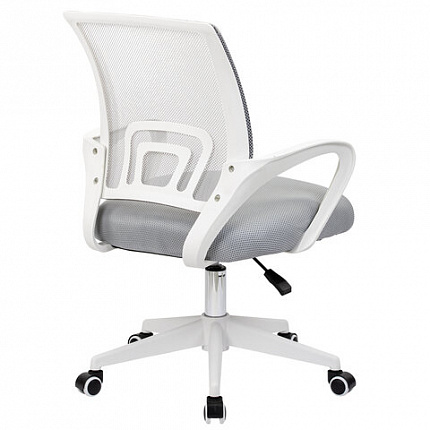 Кресло CROMEX (КРОМЕКС) "Top CH-695W", с подлокотниками, пластик белый, сетка/ткань TW, серое, 533067