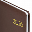 Еженедельник датированный 2026, А5, 145х215 мм, BRAUBERG "Select", балакрон, коричневый, 117183