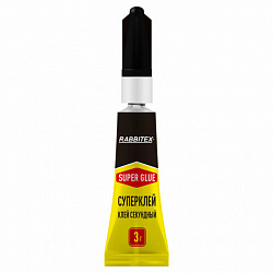 Клей секундный суперклей УЛЬТРАПРОЧНЫЙ, набор 2х3 грамма, RABBITEX (РАББИТЕКС) "ДВА СЛОНА", 609813