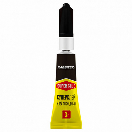 Клей секундный суперклей УЛЬТРАПРОЧНЫЙ, набор 2х3 грамма, RABBITEX (РАББИТЕКС) "ДВА СЛОНА", 609813