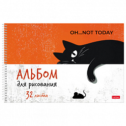 Альбом д/рис. А4 32л., спираль, рельефный картон, HATBER, 198х300мм, Котэ (5 видов),, 32А4тВсп