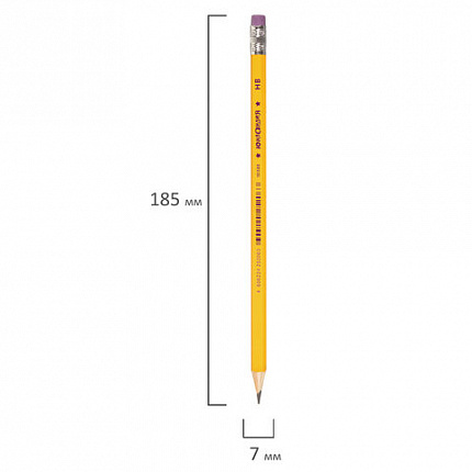 Карандаш чернографитный ЮНЛАНДИЯ, 1 шт., "Школьный", НВ, корпус желтый, с резинкой, 181588