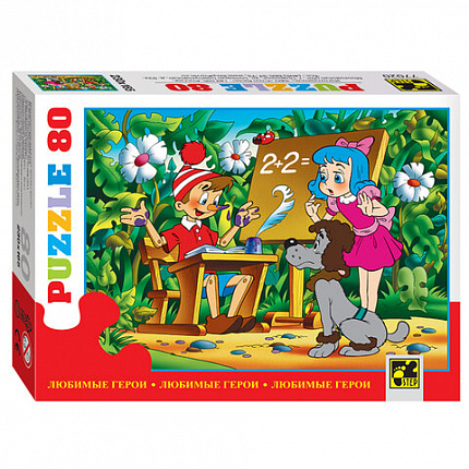 Пазл картонный 80 элементов, Любимые герои, АССОРТИ, поле 23х16,5 см, STEP PUZZLE