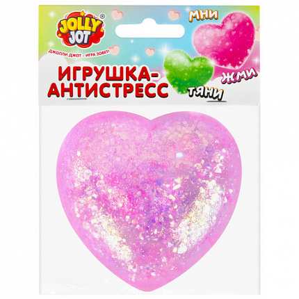 Игрушка-антистресс "СТЕКЛЯННОЕ СЕРДЦЕ", 5 см, ассорти 4 цвета, дисплей, JOLLY JOT (ДЖОЛЛИ ДЖОТ), 665808