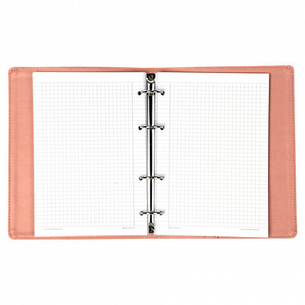 Тетрадь на кольцах А5 (180х220 мм), 120 листов, под кожу, клетка, BRAUBERG "Joy", розовый/светло-розовый, 129990