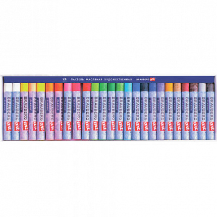 Пастель масляная художественная BRAUBERG ART CLASSIC, 24 цвета, круглое сечение, 181448