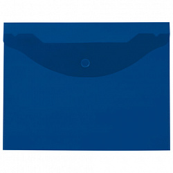Папка-конверт с кнопкой прозрачная МАЛОГО ФОРМАТА, А5, BRAUBERG "UNIVERSAL", синяя, 0,15 мм, 273066