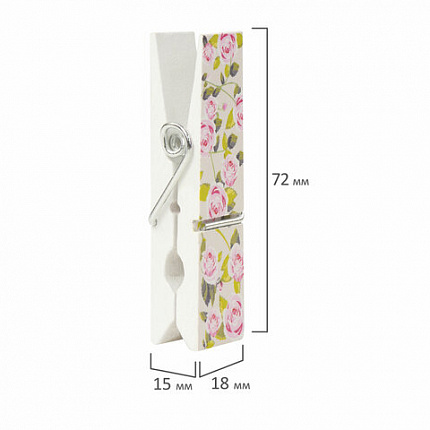 Прищепки декоративные широкие "Шебби-шик", 4 штуки, 7,2 см, ассорти, ОСТРОВ СОКРОВИЩ, 662679