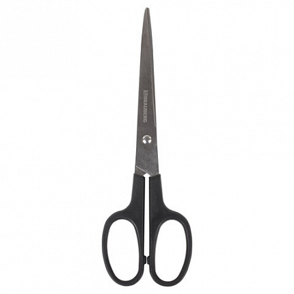 Ножницы BRAUBERG "Standard" 180 мм, черные, классической формы, 2-х сторонняя заточка, 237096