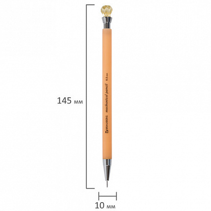 Карандаш механический 0,5 мм, BRAUBERG "Diamond", корпус ассорти, хромированные детали, 181416