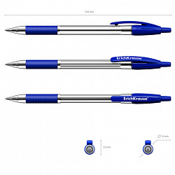 Ручка шариковая автоматическая с грипом ERICH KRAUSE "R-301 Classic", СИНЯЯ, 1,0 мм, линия письма 0,5 мм, 46758