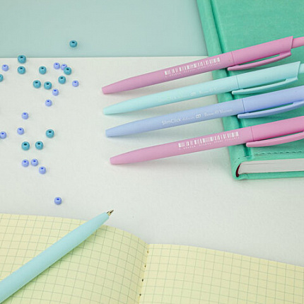 Ручка шариковая автоматическая BRUNO VISCONTI "SlimClick", "Zefir", СИНЯЯ, ассорти, узел 0,5 мм, линия письма 0,3 мм, 20-0229