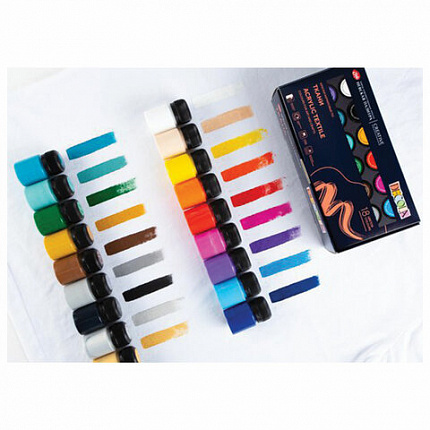 Краски по ткани акриловые "Декола", 18 цветов по 20 мл, в банках, Невская Палитра, 41412031