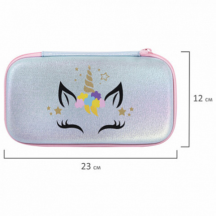 Пенал BRAUBERG SHINY, 1 отделение, 1 откидная планка, EVA, 22х13х4 см, "Unicorn", 271555