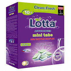 Таблетки для посудомоечных машин 200 шт., LOTTA "All IN 1 MINI TABS", Cd13200m