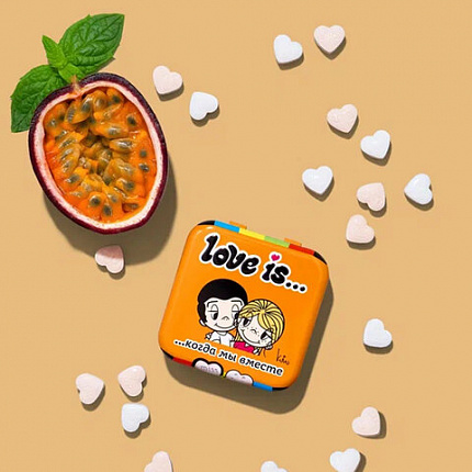 Драже освежающие в форме сердца LOVE IS, вкус маракуйя, 20 г, 709244