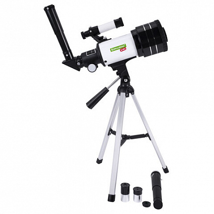 Телескоп рефрактор астрономический настольный, увеличение 150х, объектив 70 мм, фокус 300 мм, видоискатель, BRAUBERG KIDS 70300, 391397