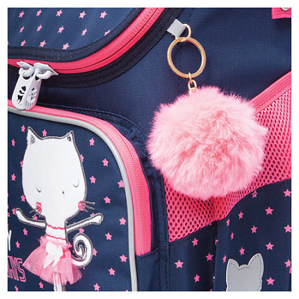 Ранец GRIZZLY эргономичная спинка, с брелоком, для девочек, "HAPPY ALWAYS", 35х26х16 см, RAl-294-1/1