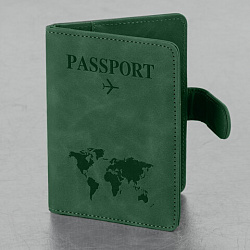 Обложка для паспорта и документов с защитой от считывания, 9 карманов, магнит, экокожа, зеленая, BRAUBERG, 238758