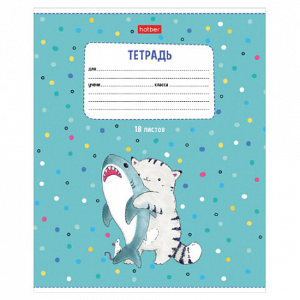 Тетрадь 18 л., HATBER линия, обложка картон, "Приключения кота Пирожка" (микс в спайке), 080118, 18Т5В2