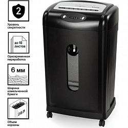Уничтожитель (шредер) BRAUBERG S18-S, БЕСШУМНЫЙ, 2 уровень секретности, полоски 6 мм, 18 листов, корзина 28 литров, 530961