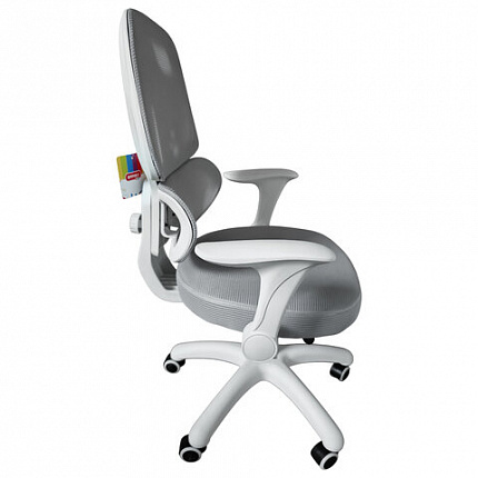 Кресло детское с поясничной поддержкой BRABIX KIDS "MG-225", сетка/ткань TW, серое, 533318