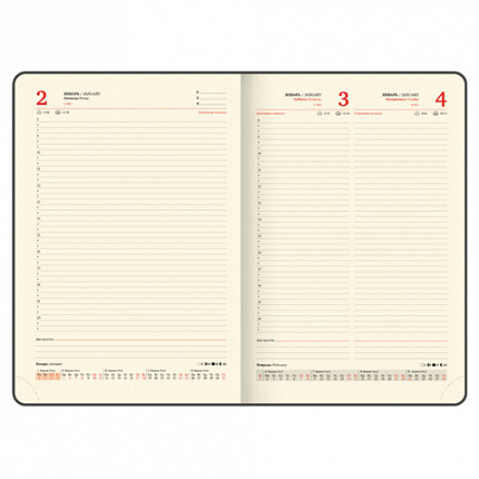 Ежедневник датированный 2026 БОЛЬШОЙ ФОРМАТ 210х297мм А4, BRAUBERG Comodo, под кожу, черный, 117242