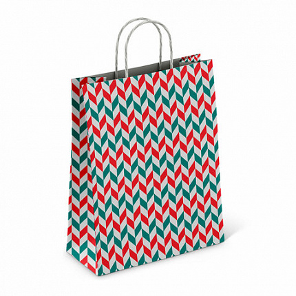 Крафт-пакет бумажный "Зигзаг" 26х15х35 см, с кручеными ручками, плотность 100 г/м2, белый, 113211